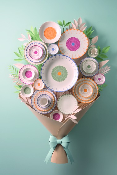 Fleur花漾系列餐瓷組成花束造型的品牌視覺